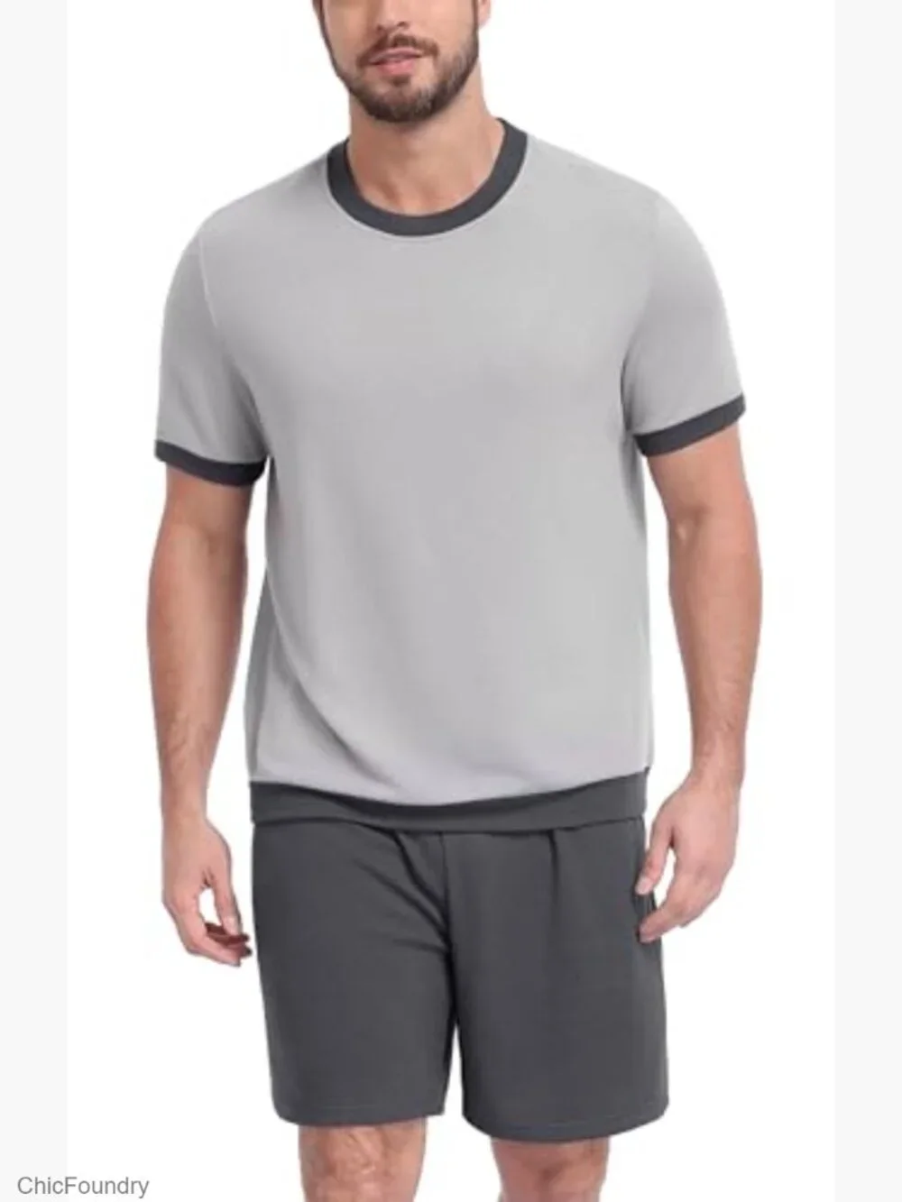 Men's Short Sleeve Pajama Set 2 Piece Loungewear with Pockets